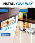 16 Inch Under Desk Cable Management Tray No Drill Cord Organizer With Secure Clamps installed inward and outward under desk