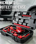 Heavy Duty 6 Ton Hydraulic Ram Jack And Pump Kit For Auto Body Repair and Frame Straightening with ergonomic handle in protective case.