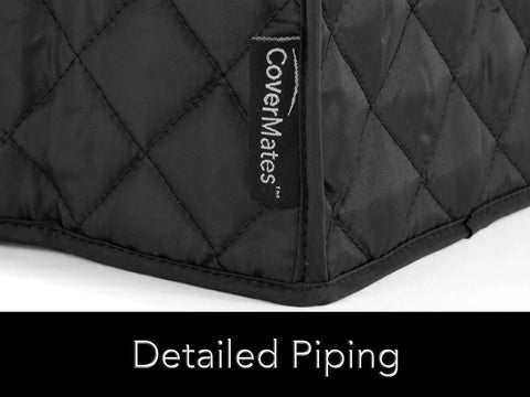 Close-up of Keepsakes Quilted Coffee Maker Cover With Dust And Stain Resistant, Washable Slip On Design with detailed piping