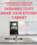 Compact Countertop Nugget Ice Maker Making 44 Pounds Daily In Just Ten Minutes featuring black design fitting under kitchen cabinet.