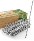 Heavy Duty 6 Inch Galvanized Landscape Staples Pack Of 50 Pro Grade Lawn Ground Spikes And Stakes For Weed Barrier Fabric And Landscaping, Rust Free And Extra Strong Steel For All Weather with box and staples