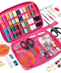 On The Go Pink Sewing Kit For Adults Portable Travel Set With 198 Pieces Includes Needles Thread Scissors Tape Measure Marker Pens And More Dorm Room Essentials For Girls And Guys