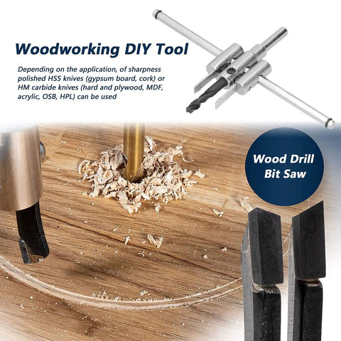 Heavy Duty Adjustable Twist Hole Saw Kit With HSS Knives For Drilling Custom Circles In Cork MDF And Hardwood Up To Seven Inches Wide Plus Four Inch Depth Cut Perfect For Serious DIY Garage Projects, used in wood