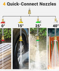 Image of 4 quick-connect nozzles for Electric Pressure Washer Beast 2150 PSI Two Point Six GPM With Hose Reel and Soap Tank.
