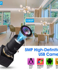 USB Camera 5MP Webcam With 5-50mm Telephoto Manual Focus Lens And 10X Optical Zoom Perfect For Close Up And Distant Shots