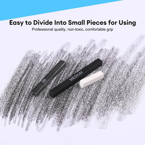 Compressed Graphite And Charcoal Sticks Set Of 18 For Drawing And Sketching Includes Black And White Charcoal Soft Medium Hard