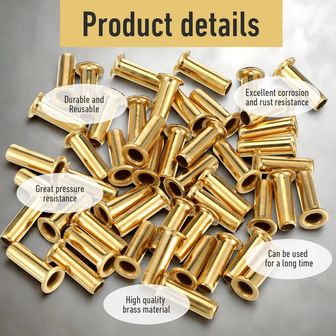 Brass compression fittings for 1/4 in ID, 4 mm OD tubing; set of 50, gold-colored.
