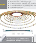 RibbonFlex Pro Multi Color And White LED Tape Light With 60 And 60 LEDs Per Meter 32.8 Ft 10 M coiled with accessories
