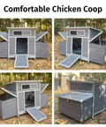 Sturdy Large Wooden Chicken Coop With Weatherproof Exterior And Six Nesting Boxes, Dark Grey Finish, Outdoor Poultry Cage