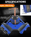 Two Pack Cast Iron Welders Angle Clamp Set for Heavy Duty Two Axis 90 Degree Right Angle Welding Clamp Self Centering Jig Fixture in blue