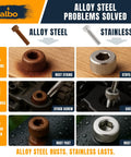 Alloy steel versus rust-proof 304 stainless steel screws comparison for workshop and DIY projects.