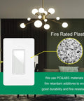 No Neutral Needed Smart Light Switch 2 Pack for Alexa and Google Home Voice Control Ready, showing fire rated plastic material