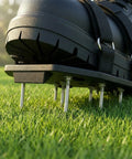 Close-up of Heavy Duty Lawn Aerator Shoes With Stainless Steel Nails, Adjustable Straps That Fit Any Shoes, on grass