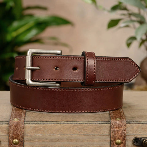 Mens Leather Belt For Work Casual And Dress 1.50 Inch Wide Brown Belt For Jeans Trousers And Slacks Durable Everyday Wear Perfect Fit For Any Outfit Built To Last All Day Comfort