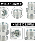4-pack M14 x 1.5mm to M16 x 1.5mm hydraulic adapters, metal DIN-style fittings for mini excavator hoses (Amazon)