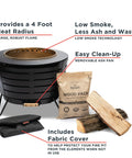 Smokeless 25 Inch Wood Burning Outdoor Fire Pit With Removable Ash Pan, Sturdy Stand And Cover Shown With Accessories