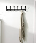 Wall Mounted Coat Rack With Six Heavy Duty Hooks Stainless Steel Metal Hanger Sturdy Coat Rack For Coats Jackets Hats Bags Space Saving Black Finish For Small Spaces In Any Room