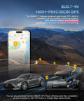 4K Triple Dash Cam System With Dual 1080P Cameras, displayed with GPS navigation on smartphone, car, and scenic road map.