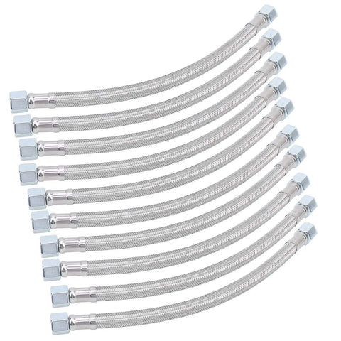 Heavy Duty Flexible Air Compressor Hose 40 Cm Cast Steel Connectors High Pressure Pneumatic Line With Ironclad Seals and Knockout Flex, 10 pack.