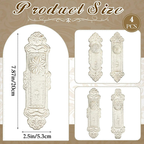Slick Rustic White Cast Iron Wall Mounted Hooks With Screws And Anchors Shabby Chic Door Knob Decor 7.87in x 2.5in in 4 pack.