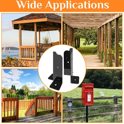 8 Piece Adjustable Deck Post Brackets Set For 2x2, 2x4, 4x4 And 6x6 Posts Fits Fence, Pergola, And Mailbox Support In Matte Black Durable Steel Heavy Duty Outdoor Brackets With Easy Install And Weather Resistant Coating