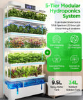 Five Tier Indoor Hydroponics Growing System Kit With Auto Misting Full Spectrum Grow Light Smart Climate Control Vertical Herb Garden