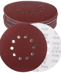 Top 50 Pack Professional Sanding Discs For Drywall Sander And Woodworking Tasks With 60 To 240 Grit Aluminum Oxide Paper in 9-inch size with dust holes.