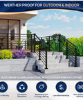 Flat Out Durable Aluminum Railing Post 35 X 2 X 2 Inch Middle Brace For Horizontal Deck Guard Rails installed on steps.