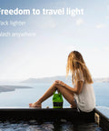 Pocket Friendly Travel Laundry Sack With A Built In Washboard Surface For Quickly Scrubbing Down Socks And Undies While Backpacking Or Hitting The Road Without Lugging Heavy Machines Or Clunky Gear by a woman by the water.