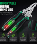 Heavy Duty 16 In 1 Foldable Wire Stripper With Integrated Voltage Tester Crimping Pliers And Screw Cutter with ergonomic design and non-slip grip.