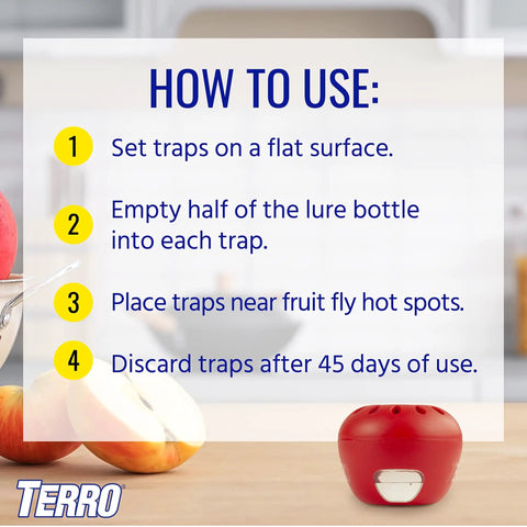 Indoor Fruit Fly Trap Kit With Built In Window Ready To Use, 2 Traps And 90 Day Lure Supply with usage instructions