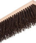 Heavy Duty Industrial Floor Sweep Head, 18 Inch Street Broom With Battle Ready Crimped Bristles on wooden base.
