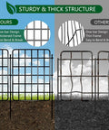 Comparison of Durable 30ft By 17in No Dig Garden Fence Border With 28 Panels and a thinner alternative, highlighting sturdy five-bar design.