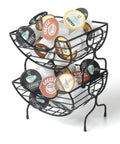 Single Serve Coffee Pod Basket Stacked Two Tier Wire Organizer For K Cups Keeps Your Flavors Handy On The Counter Office Or Home Kitchen Modern Black Finish