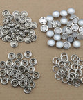 30 Sets Of 10mm White Pearl Snap Buttons And Metal Ring Snaps Popper Stud Fasteners Kit For Leather Bags Luggage Clothing Shoes DIY Crafts
