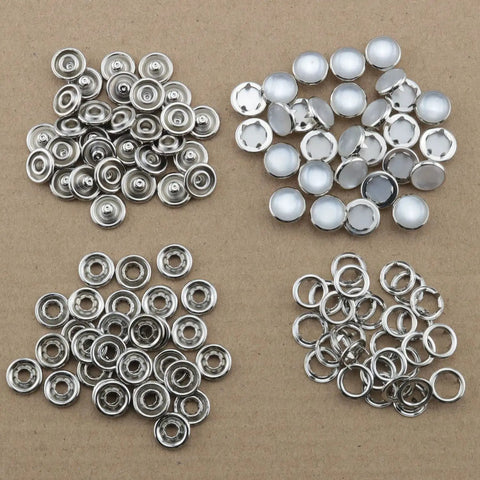 30 Sets Of 10mm White Pearl Snap Buttons And Metal Ring Snaps Popper Stud Fasteners Kit For Leather Bags Luggage Clothing Shoes DIY Crafts