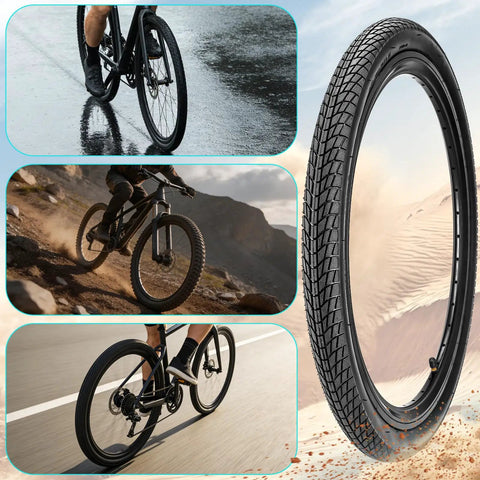 Foldable Bike Tire Set With Tubes, Levers, Rim Strips And Repair Kit For 20, 24, And 26 Inch Bikes, tire in desert