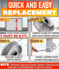 Installation steps for Heavy Duty 304 Steel Galvanized Garage Door Cables For 8 Ft Doors, 9 Ft 7 In Total Length, Pack Of 2 displayed.