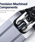 Precision machined components of a Battle Tested Heavy Hitter 90 Degree Flip Pneumatic Cylinder for industrial use.