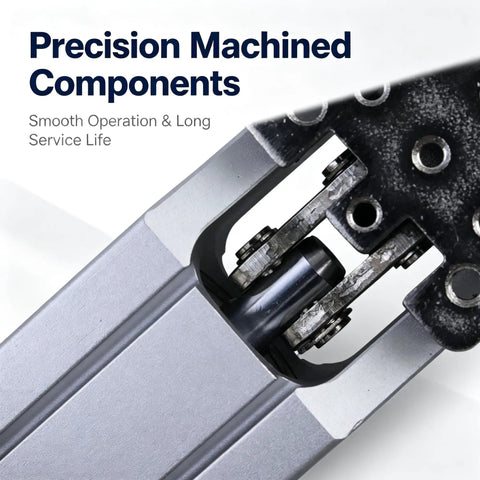 Precision machined components of a Battle Tested Heavy Hitter 90 Degree Flip Pneumatic Cylinder for industrial use.