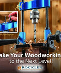 Handy Drill Guide For Hand Drills Portable Drill Press Adapter with adjustable angle and chuck key, ideal for woodworking.