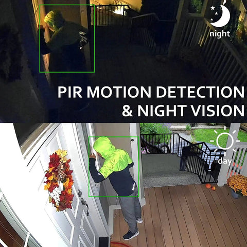 Video Doorbell Camera With Chime 1080P HD Wireless WiFi Motion Detection Two Way Audio Night Vision IP65 Waterproof Battery Powered