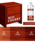 Red Cherry Wood Stain Water Based Matte Finish Fast Drying Formula For Indoor Outdoor Furniture And Cabinets Low Odor Non Toxic Killer Coating No Sweat Diy Job Total Hit applied on a modern bedside table.