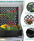 Outdoor Planter Boxes With Trellis Two Pack Resin Raised Garden Beds On Wheels With Drain Plugs for climbing plants in use