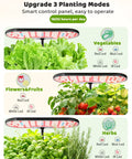 16 Pod Vertical Hydroponics Grow System for Indoor Garden Dope Kit With LED Grow Light showing planting modes for vegetables, fruits, and herbs