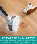 Straight Up Heavy Steam Mop For Sanitizing Sealed Hardwood Tile And Vinyl Floors With Chemical Free Deep Cleaning Power and Integrated Scrub Brush cleaning stain on wood floor.