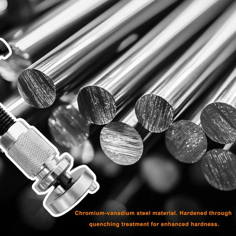 Close-up of steel rods and knurled handle, part of Brake Piston Wind Back Tool Set 5 Pcs For Rear Disc Brakes Caliper Rewind Tools
