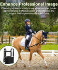 Young rider at horse show with Adjustable Exhibitor Number Harness For 4 H And FFA Shows With 1 Inch Nylon Webbing Lightning Fast