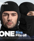 Two people wearing black All Season Ski Mask Balaclava With Windproof Warmth And Cooling Breathable UV Protection For Outdoor Adventures