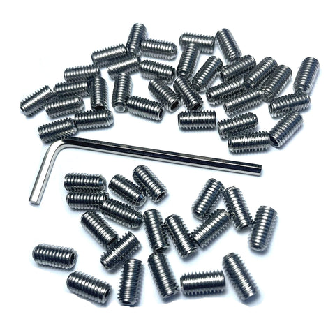 Heavy Duty 50 Piece 10-32 By 3/8 Inch Hex Socket Set Screws In 304 Stainless Steel With Allen Head Grub Screws, Includes 3/32 Inch Allen Wrench
